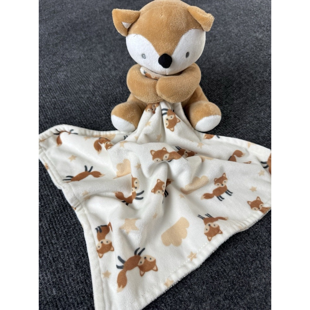 Bon Bébé Fox Security Blanket Lovey Plush Brown Cream Woodland Star Cloud 10.5"